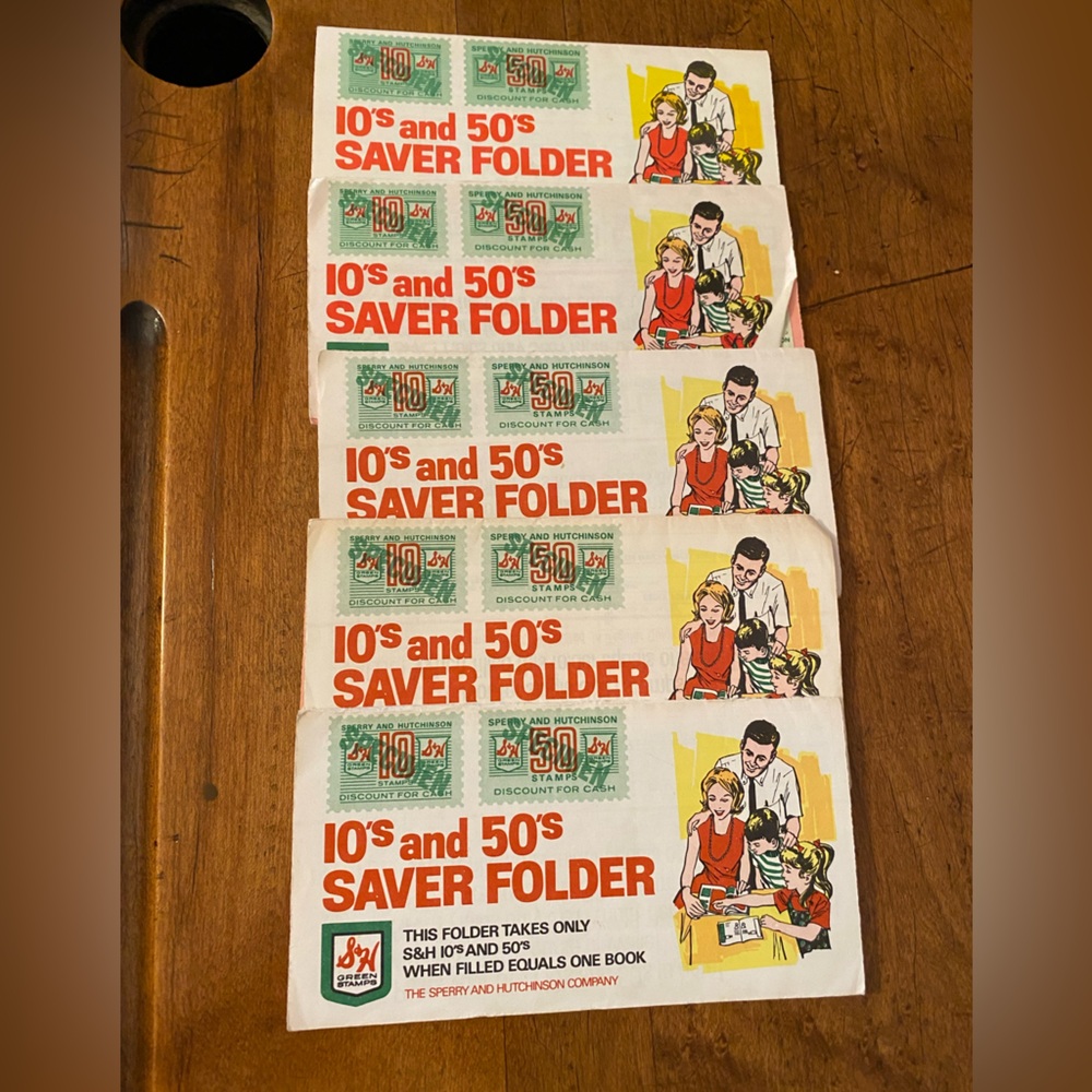 Vintage S & H Green Stamps Gift Saver Books Lot of 5 All Pages Full